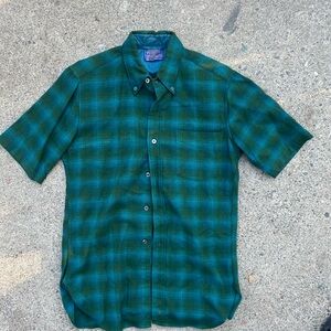 Pendleton Wool Green Plaid Men's Shirt small